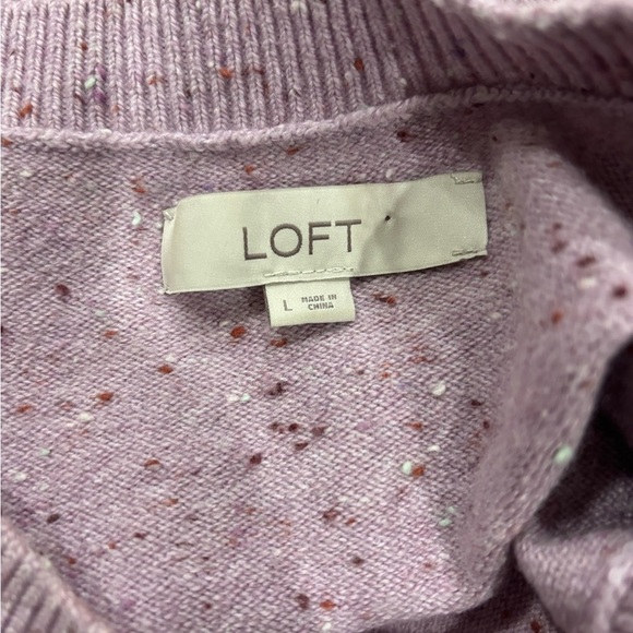 LOFT • Women’s Cotton Blend Purple Speckle Pullover Sweater Size Large - Picture 5 of 6